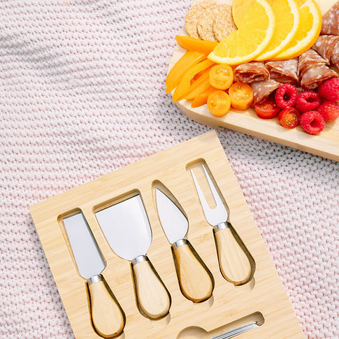 EEZYSONG Bamboo Cheese Charcuterie Board And Knife Set