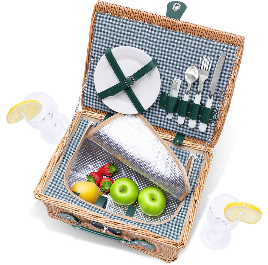 EEZYSONG Picnic Basket Set For 2 Persons with Insulated Cooler