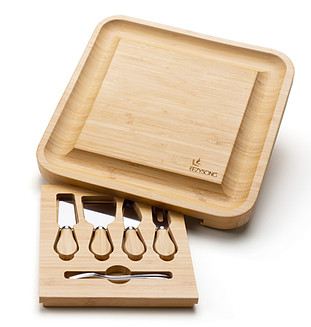 EEZYSONG Bamboo Cheese Charcuterie Board And Knife Set